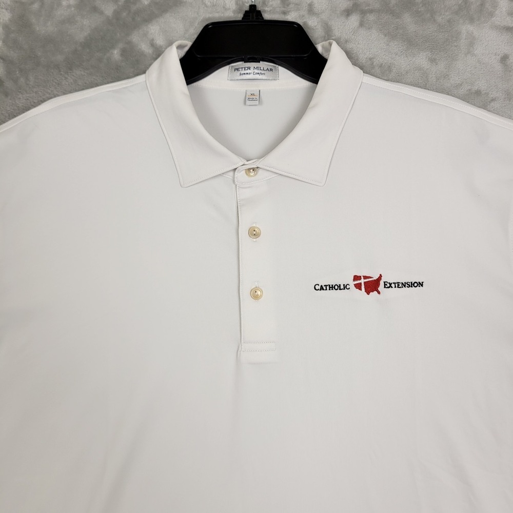 Peter Millar Summer Comfort Golf Polo Shirt White Men's XL Performance Logo - Picture 2 of 8